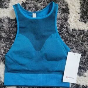 NWT LULULEMON MESH TANK SHELF BRA TRAINING TANK Seamless POOLSIDE BLUE Size 6